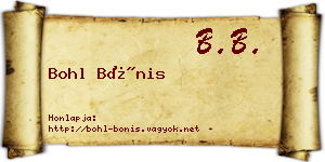Bohl Bónis névjegykártya